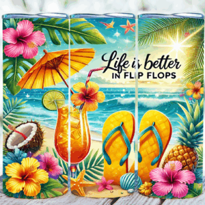 life is better flip flops tumbler