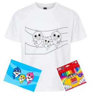 Kids shark coloring shirt and markers
