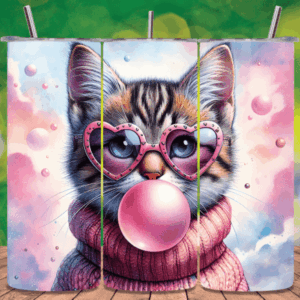 bubble blowing cat tumbler