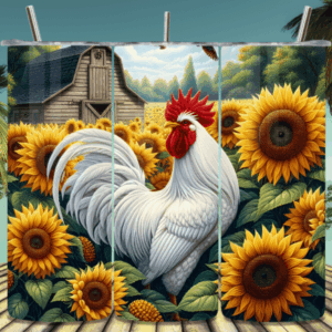 rooster sunflowers tumbler