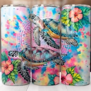 tye dye turtles tumbler