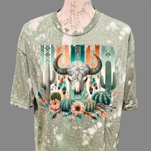 cactus skull bleached t shirt