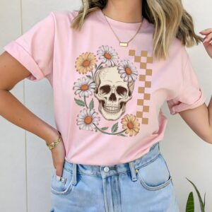 flower skull t shirt