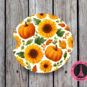 pumpkin sunflowers coaster