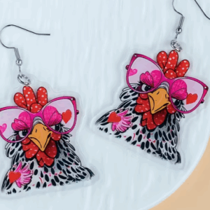 sassy chicken earrings