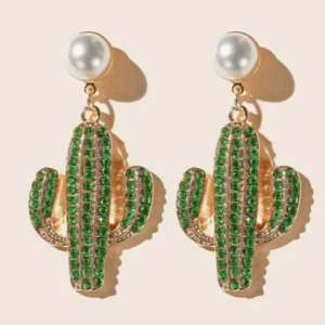 cactus rhinestone earrings
