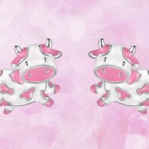 pink cow earrings
