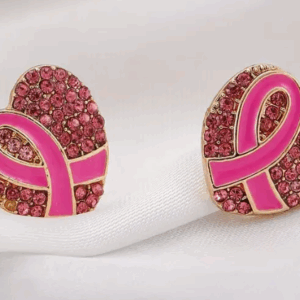 breast cancer rhinestone earrings