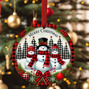 plaid snowmen ornament