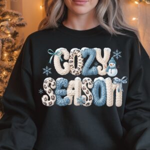 cozy season faux crochet sweatshirt