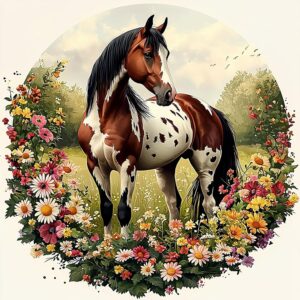 floral horse diamond painting