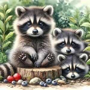 Baby racoons diamond painting