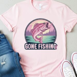 Gone fishing womens t shirt