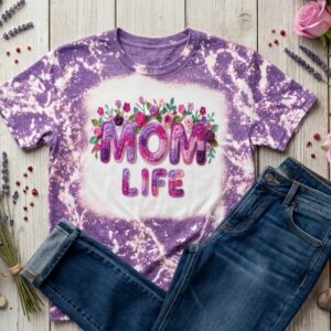mom life bleached t shirt