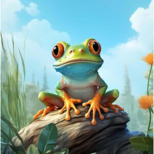 frog on a log diamond painting