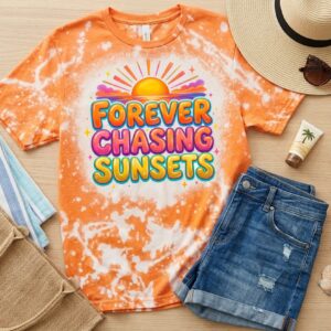 Forever chasing sunsets bleached t shirt