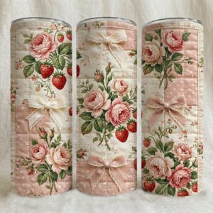 Strawberry quilt tumbler