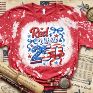 Red white 250 bleached t shirt