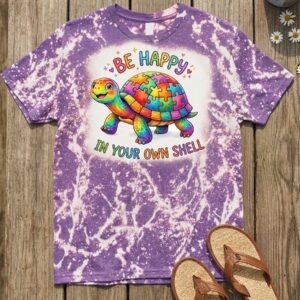 be happy in own shell bleached t shirt