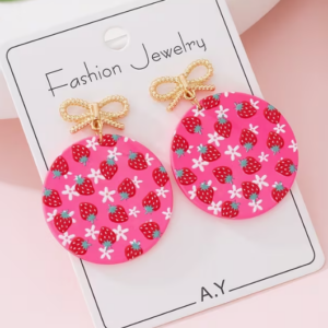 round strawberry earrings