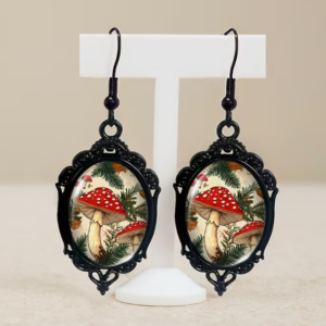 mushroom black earrings