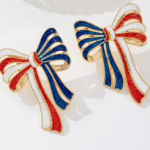 rwb bow earrings