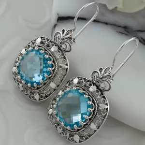 blue square earrings
