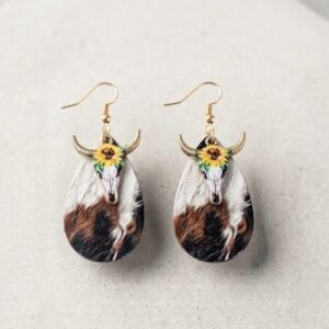 cow skull pink earrings