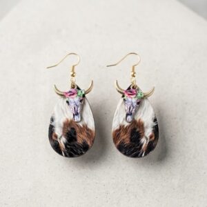 cow skull earrings pink