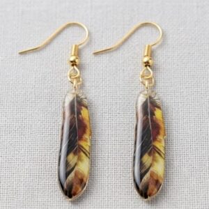 brown feather earrings
