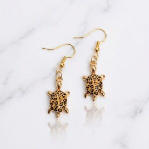 leopard print turtle earrings