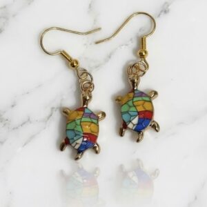 multicolor turtle earrings