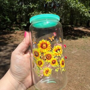 sunflowers gone wild glass tumbler