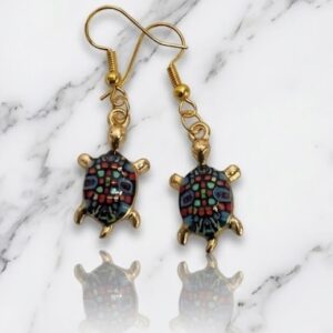dark blue turtle earrings