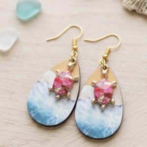 sea turtle pink pretty earrings