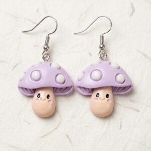 Purple mushroom earrings