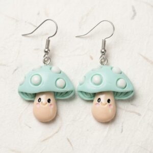 Blue mushroom earrings