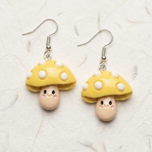 Yellow mushroom earrings