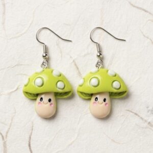 Green mushroom earrings