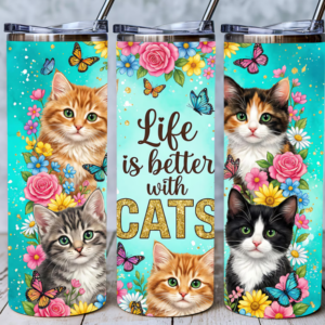 life better with cats tumbler