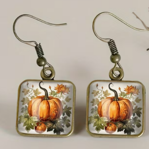 pumpkin square earrings