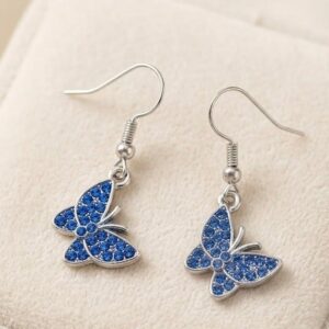blue rhinestone butterfly earrings