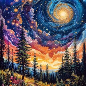 forest sky diamond painting