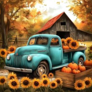 fall pumpkin truck diamond painting