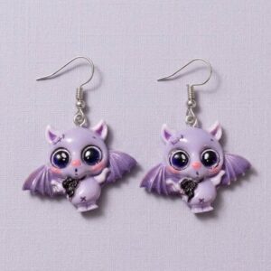 purple bat earrings