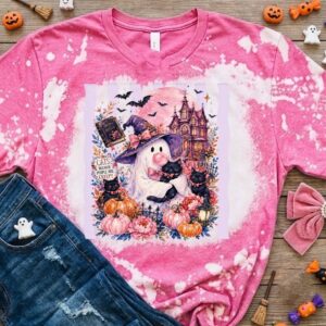 cats halloween bleached t shirt