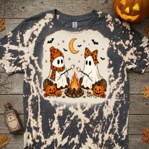 camping ghosts bleached t shirt
