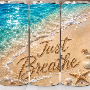 just breathe beach tumbler