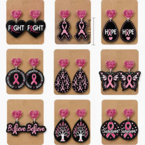Breast cancer earrings