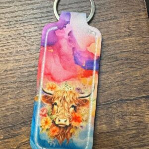 cow lip balm holder keychain
